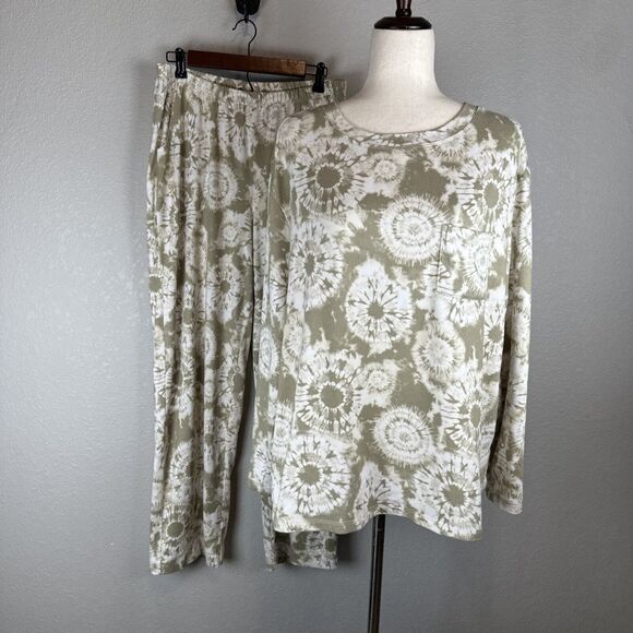 Koolaburra by UGG Cloud Jersey Straight Leg Pajama Size M Cashmere Beige Tie Dye - Picture 1 of 13